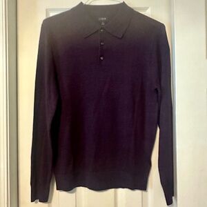 J. Crew long sleeve merino wool blend Eggplant  Polo sweater